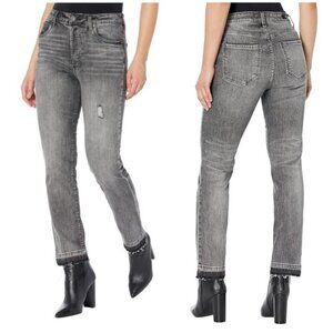 NWT Kut from the Kloth Gray High-Rise Straight Leg Jeans Release Ankle Hem 2L